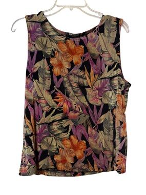 Softwear Black Tropical Floral Tank Top in Orange & Purple